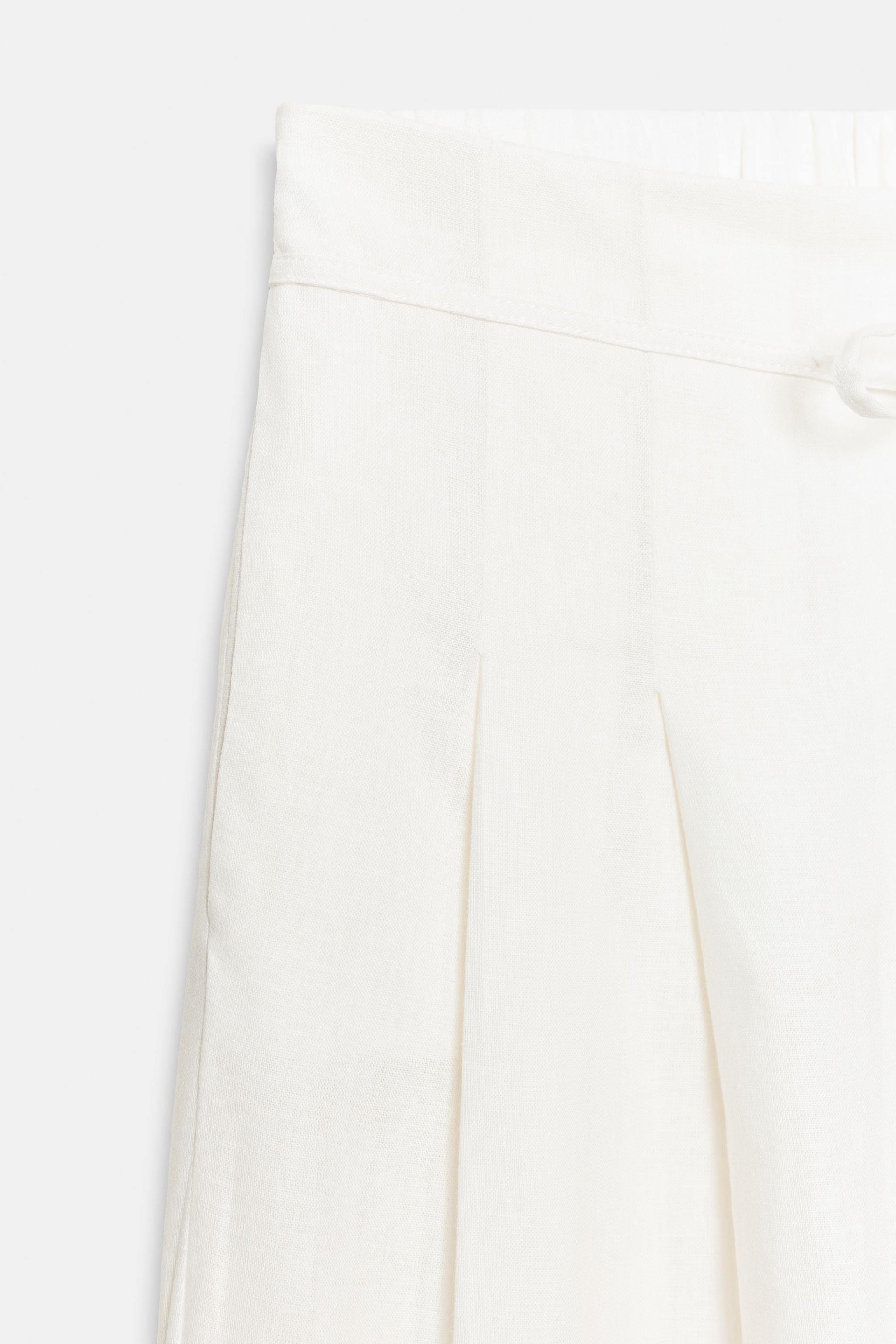 PANTALON LARGE À PINCES AVEC LIN